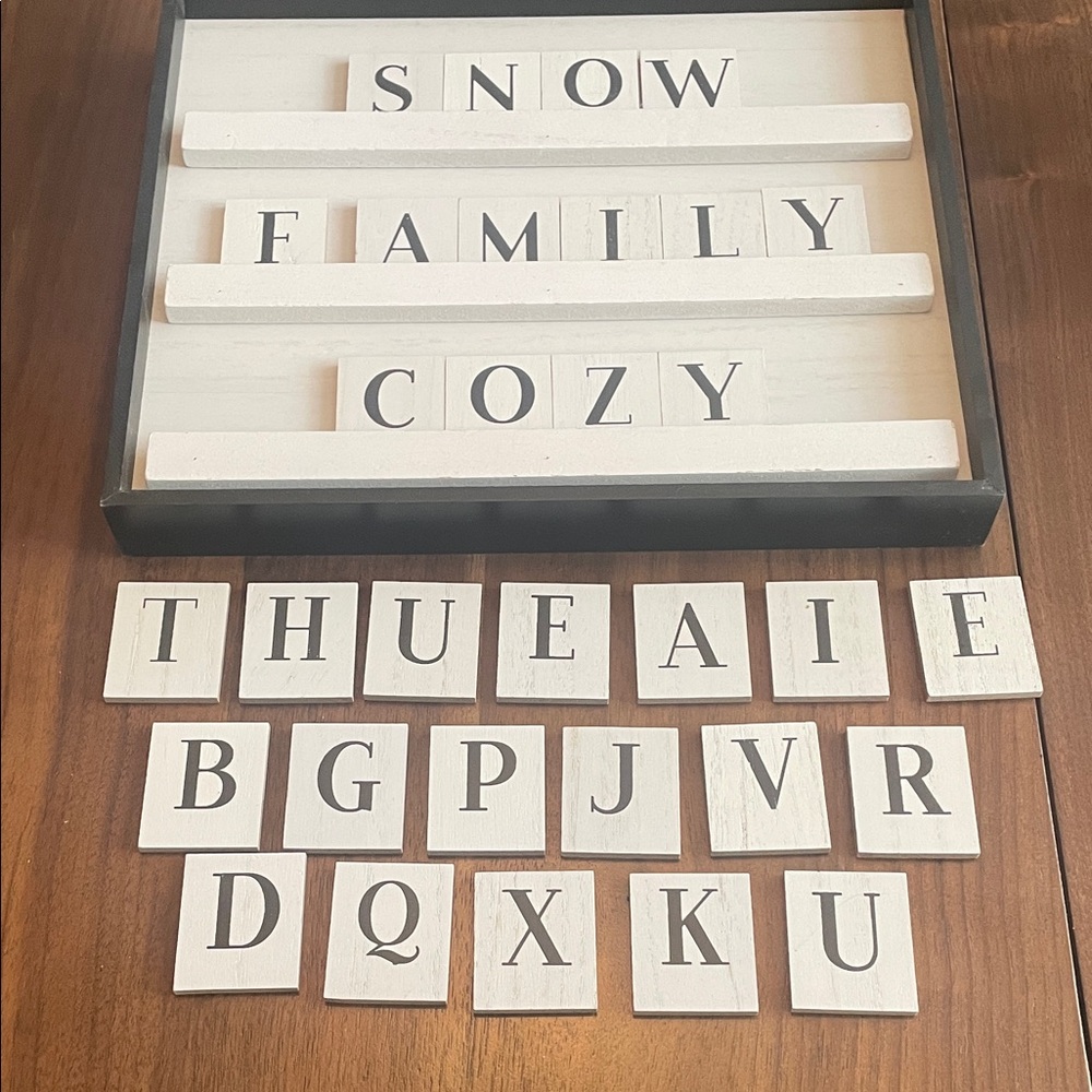 Wooden Letter Tile Letter board - Black and White